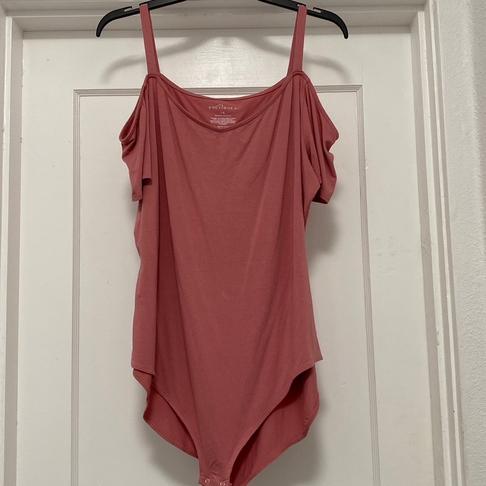 Mauve off the shoulder full panty body suit
